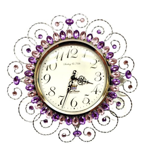 Sterling & Noble Purple Faux Gemstone & Silver Tone Metal Wall Clock Works