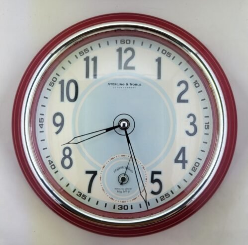 Sterling & Noble Retro Style Round Diner Wall Hanging Clock Red