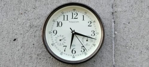 STERLING & NOBLE Round 8.5" No. 9 Arabic Analog Wall Clock, Antique Bronze, New