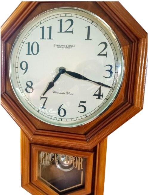 STERLING & NOBLE SCHOOLHOUSE REGULATOR WESTMINSTER CHIME WOODEN WALL CLOCK