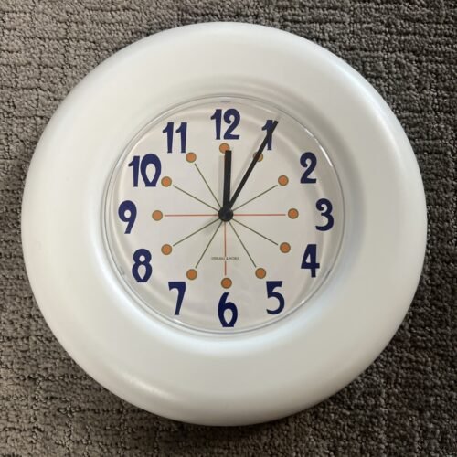 Sterling & Noble VTG Wall Clock White Retro Atomic 10” Works