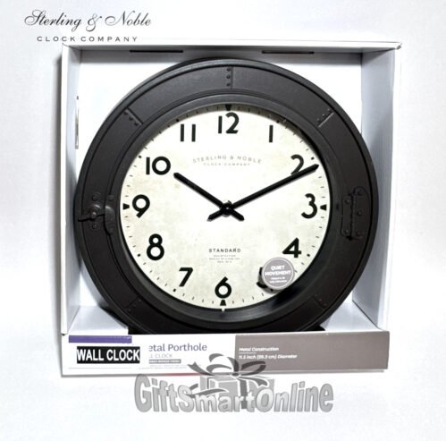 Sterling & Noble Wall Clock 11.5" Round Metal Porthole Design Bronze Finish NEW