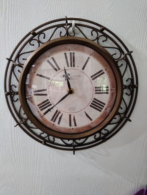 Sterling & Noble Wall Clock Ornate Vtg Battery Operated Wrought Iron Style 12"