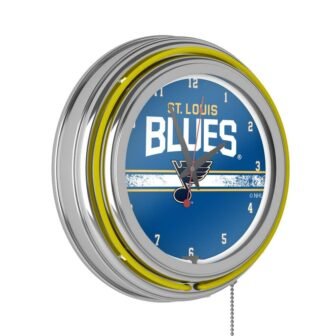 St. Louis Blues Yellow Logo Lighted Analog Neon Clock