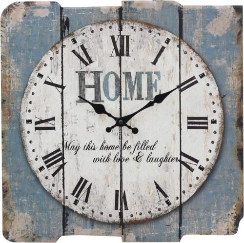 Stonebriar SB-6158A Worn Blue 15" Square White Wall Clock