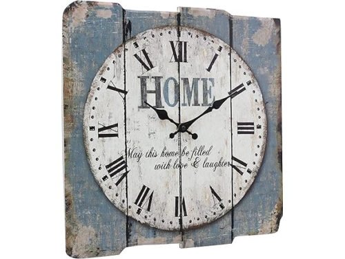 Stonebriar SB-6158A Worn Blue 15" Square White Wall Clock
