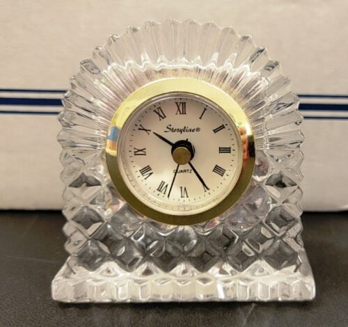 Storyline 24% Lead Crystal Quartz Mantel Clock Desktop Bedside Diamond Design
