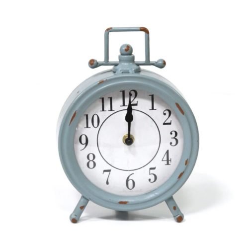 Stratton Home Decor Dorothy Vintage Blue Metal Table Clock