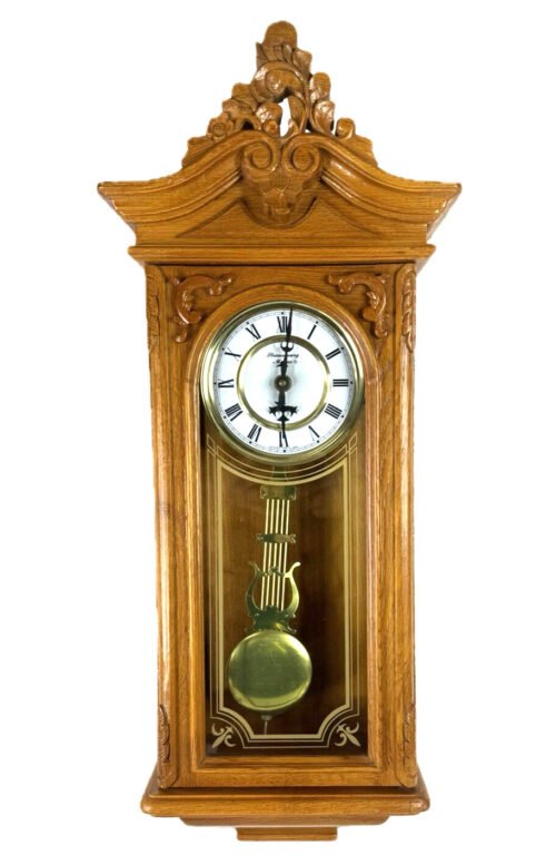 Strausburg Manor Oak Quartz Westminster Triple Chime Pendulum Wall Clock