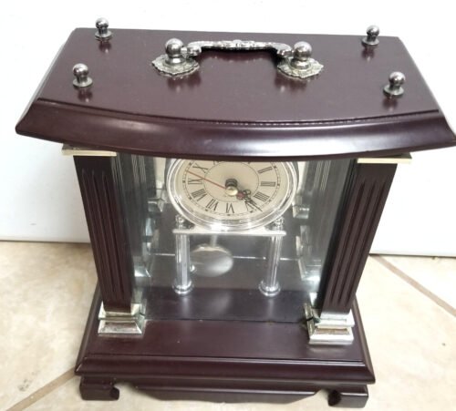 Studio Silversmiths Quartz Clock Desk Shelf Mantel Mahogany Finish