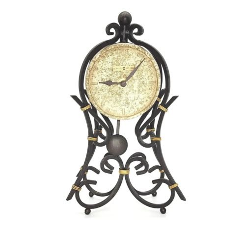 Stunning Howard Miller Vercelli Mantel Clock Wrought-Iron w/Gold Accents 635-141