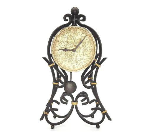 Stunning Howard Miller Vercelli Mantel Clock Wrought Iron w/Gold Accents 635 141