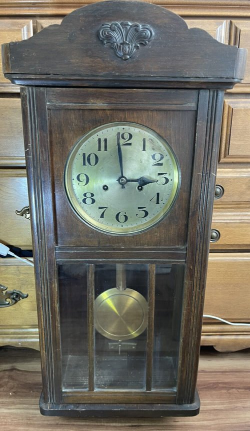 STUNNING LARGE HAMBURG AMERICAN CLOCK COMPANY - WOODEN WALL CLOCK
