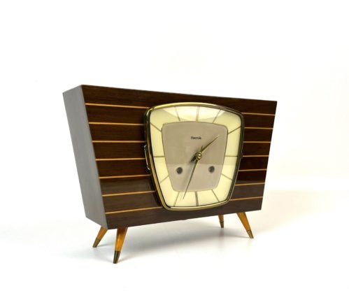 STUNNING VERY RARE ORIGINAL 60S MID CENTURY DESK CHIMNY CLOCK BY HERMLE GERMANY