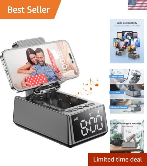 Stylish Titanium Grey Bluetooth Speaker with Adjustable Stand - Unique Gift Idea