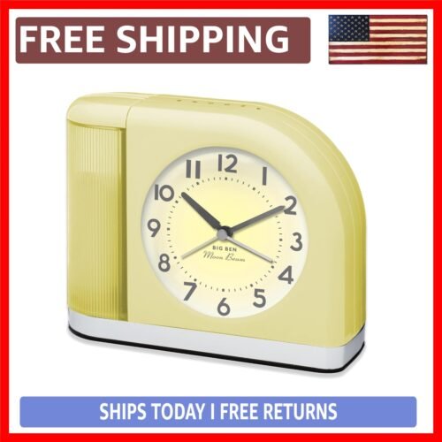 Stylish Yellow Quartz Alarm Clock – Vintage Charm with USB Charging, 7''w X 5''h