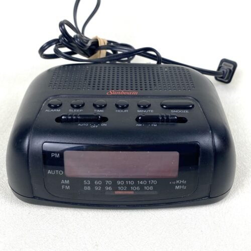 Sunbeam Hospitality AM FM Black Alarm Clock Radio Model #89014 TESTED WORKS