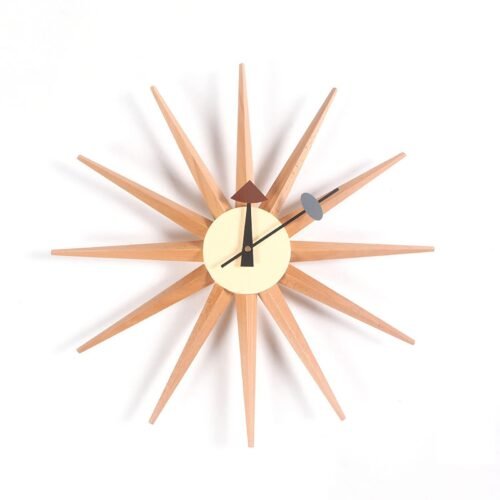 Sunburst Clock in Natural, Decorative Modern Silent Wall Clocks for Home, Kit...