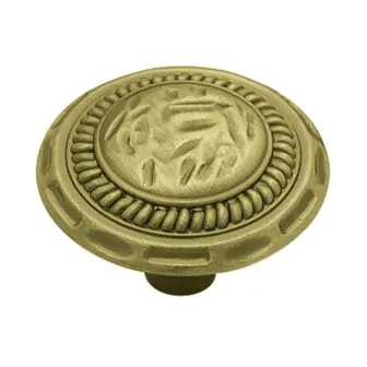 Sundial 1-3/8 in. (35 mm) Classic Antique Brass Round Cabinet Knob