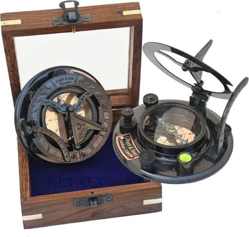 Sundial Compass, Personalized Engraved Brass Compass, Antique Brass & Copper