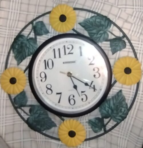 Sunflower Clock Metal IME Design âą Battery MCM Made In Taiwan 13" Works Perfect