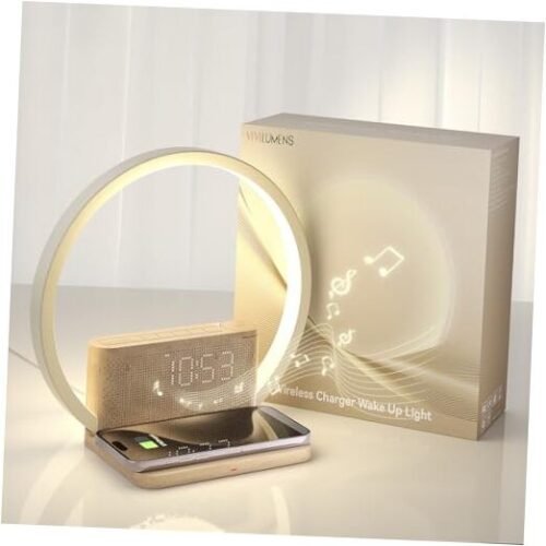Sunrise Alarm Clocks Wireless Charger, 10 White Noise Sound Machine Alarm