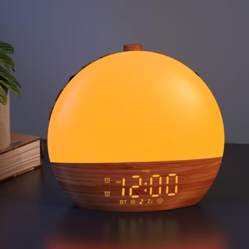 Sunrise Alarm Clock with Sound Machine - Wake Up Light, Wood Grain, Bluetooth...