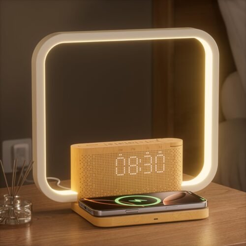 Sunrise Alarm Clock with Wireless Charging Desk Touch Lamp 3 Level Dimmable W.
