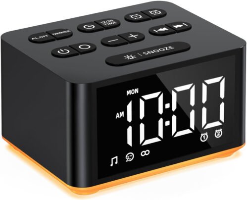 Sunrise Digital Alarm Clock – Loud Alarm with Large Display, 9‑Color Night Light