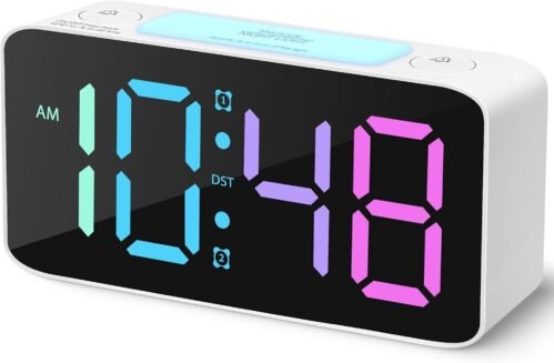 Super Loud Alarm Clock for Heavy Sleepers Adults,-White+rgb