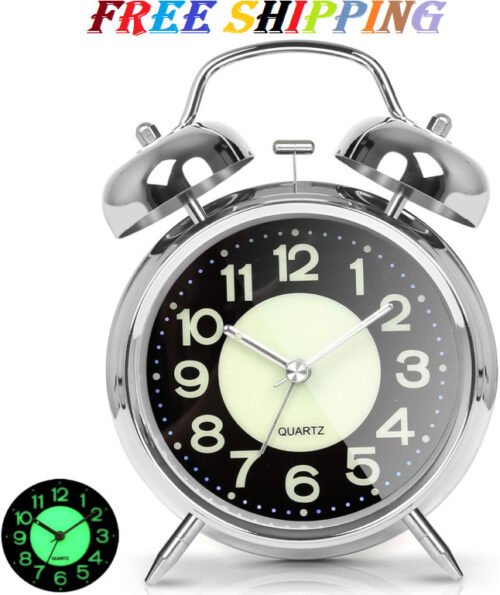 Super Loud Alarm Clock for Heavy Sleepers Adults,Twin Bell Retro 4 Inch Silent
