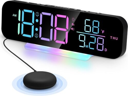 Super Loud Alarm Clock with Bed Shaker, Vibrating Alarm Clock for Heavy Sleepers