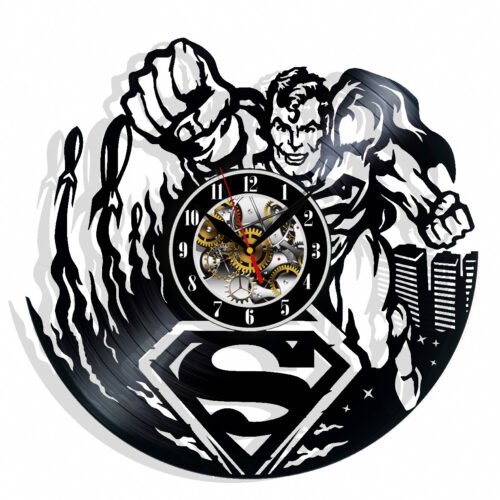 Superman Logo Vinyl Wall Clock Gift Birthday Holiday Art Home Room Decor Design