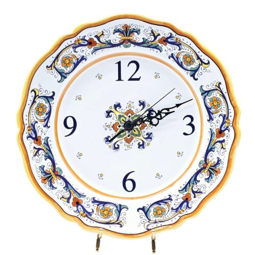 Sur La Table Italian Ceramic Deruta Pattern Wall Clock Made In Italy 13.25"
