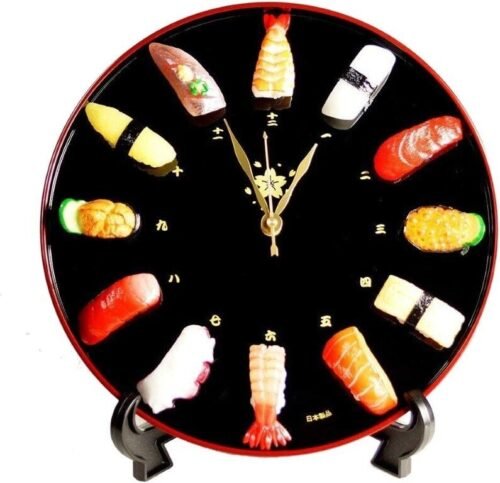 Sushi Clock Interior Food Sample Wall Clock Table Clock with Stand Japan Import