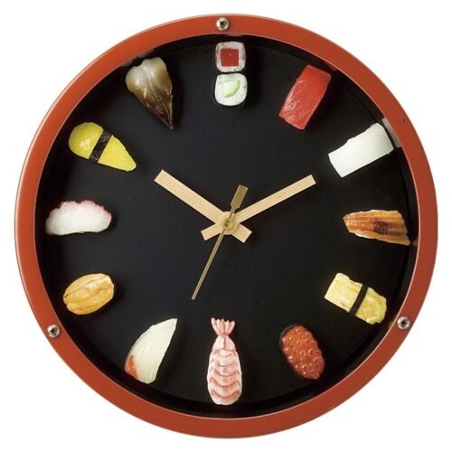 Sushi Clock Japanese food sample craftsman 12 nigiri-sushi made in Japan NEW