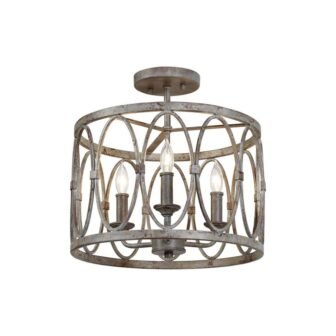 Sutton 14 in. 3-Light Deep Abyss Transitional Semi-Flush Mount Ceiling Light with...