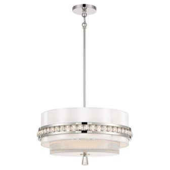 Sutton 3-Light Polished Nickel Drum Pendant to Semi-Flush with Clear Pressed Glass...