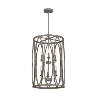Sutton 6-Light Deep Abyss Rustic Farmhouse Hanging Drum Candlestick Chandelier with Open...