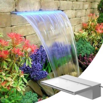 Swimming Pool Waterfall 11.8 x 3.2 x 8.1 in. Pool Fountain with...