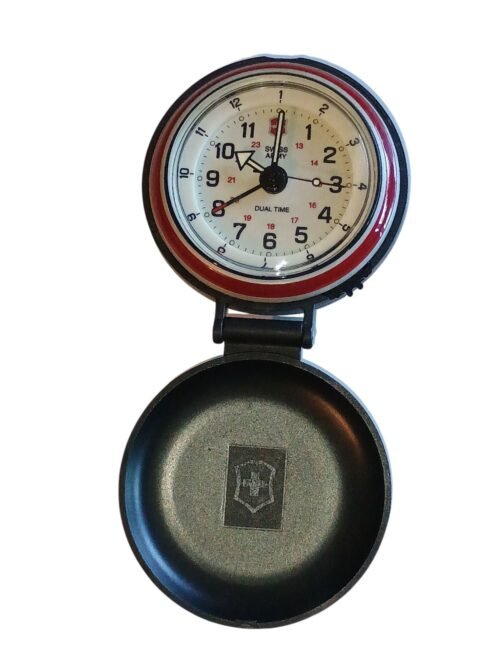 Swiss Army By Victorinox Pocket Watch Travel Dual Alarm Clock Time Black TESTED