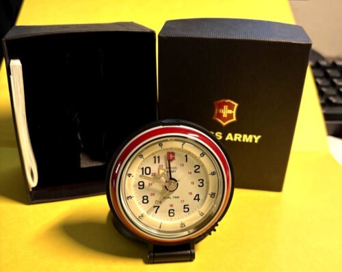 Swiss Army By Victorinox Travel Dual Alarm Clock/Pocket Watch VINTAGE NIB