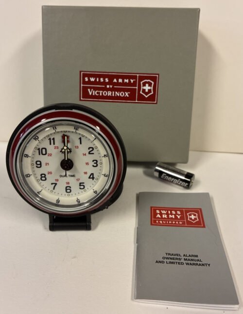 Swiss Army by Victorinox Wen'gar Pocket Watch Travel Dual Alarm Clock Time Black