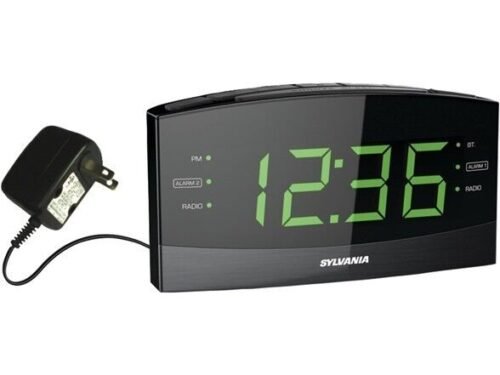 SYLVANIA SCR1989BT 1.8" Jumbo Digit Clock with AM/FM Radio, Bluetooth and Dual A