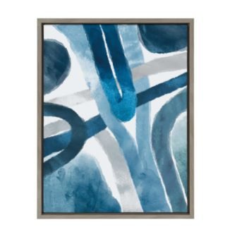 Sylvie "Abstract Blue and Gray Watercolor" 24 in. x 18 in. Framed...