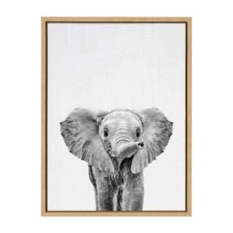 Sylvie "Baby Elephant BW" by Simon Te of Tai Prints Framed Canvas...