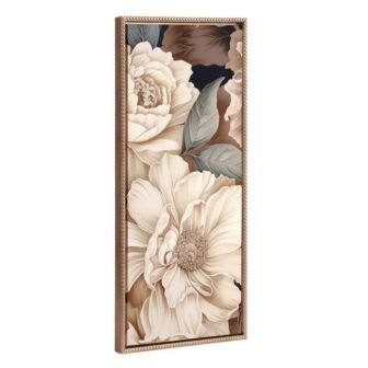 Sylvie Retro Glam Floral in Muted Color Tones 1-Piece Gold Framed Canvas...