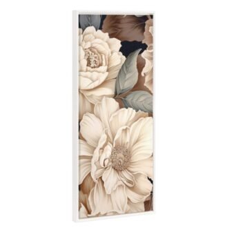 Sylvie Retro Glam Floral in Muted Color Tones 1-Piece White Framed Canvas...