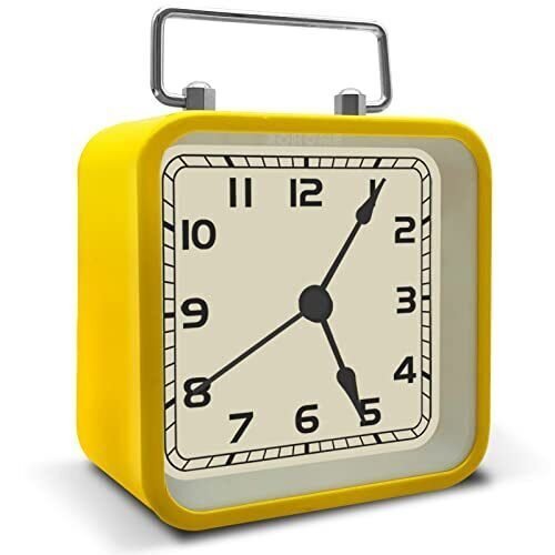 Table Analog Clock, Small Silent Non Ticking Hanging Clock with Night Yellow