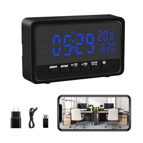 Table Clock Camera, Small Camera, LXMIMI, Invisible Lens, WI-FI Security Camera,